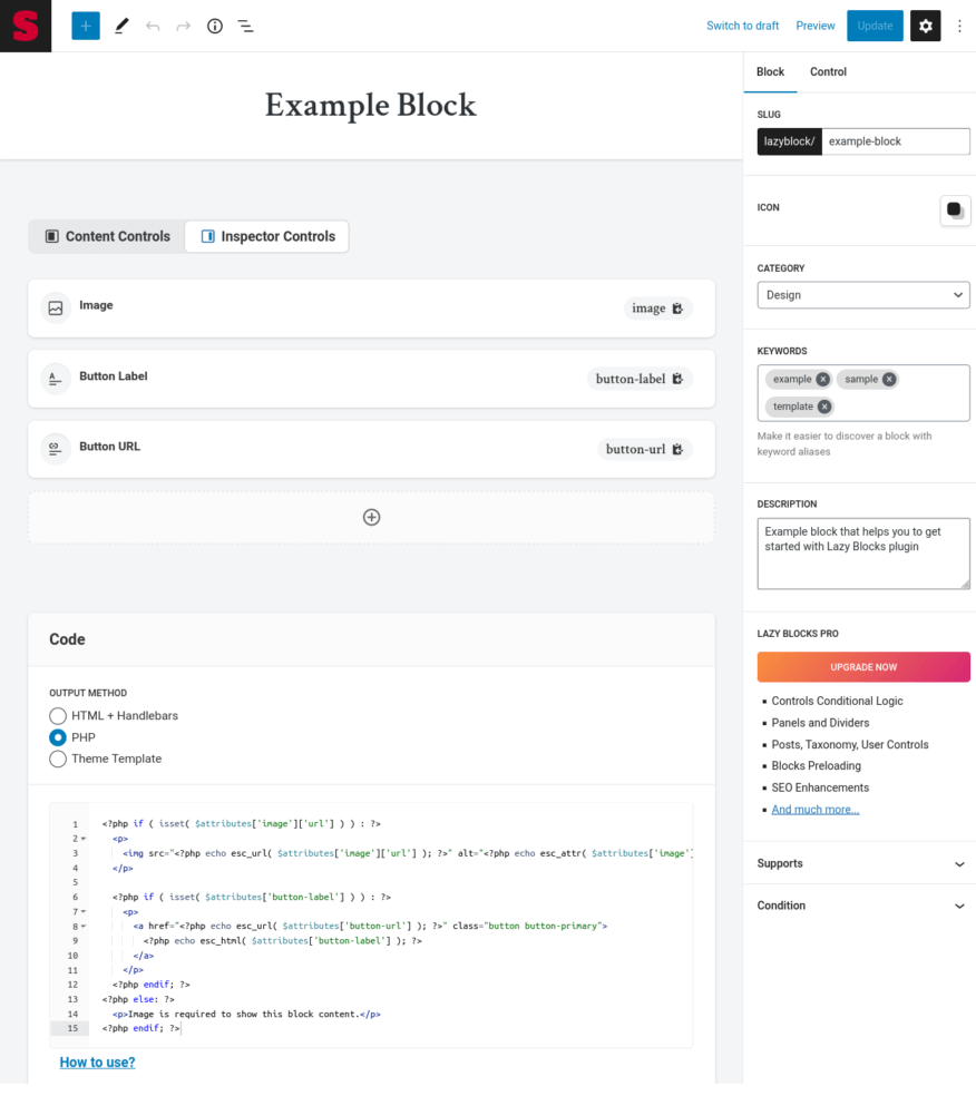 Tool for custom Gutenberg block development: Lazy Blocks